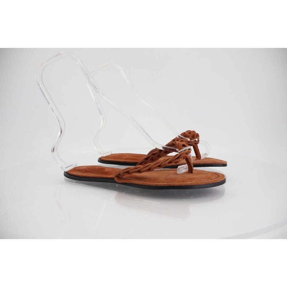 Rag&Bone Melrose Flip Flop Slide Sandal Size 37 7 Brown Suede Flat Shoes Comfy - Picture 2 of 11